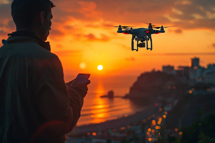 flying drone with camera